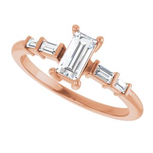14K Rose Gold 6x3 mm Straight Baguette Ring Mounting – image 8