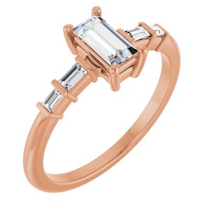 14K Rose Gold 6x3 mm Straight Baguette Ring Mounting