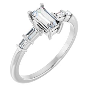Platinum 6x3 mm Straight Baguette Ring Mounting