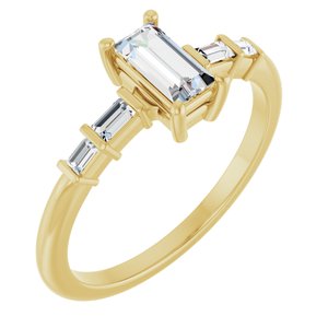 14K Yellow Gold 6x3 mm Straight Baguette Ring Mounting