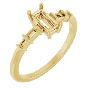 18K Yellow Gold 6x3 mm Straight Baguette Ring Mounting – image 2