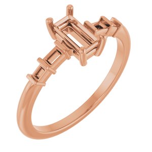 10K Rose Gold 6x3 mm Straight Baguette Ring Mounting – image 2
