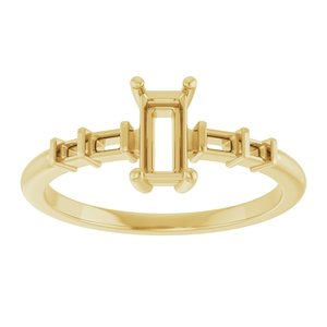 14K Yellow Gold 6x3 mm Straight Baguette Ring Mounting – image 6
