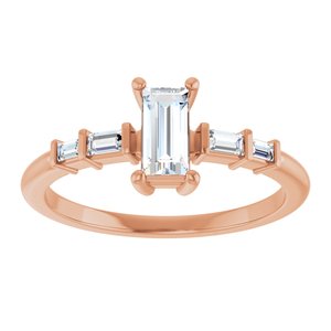 18K Rose Gold 6x3 mm Straight Baguette Ring Mounting – image 5