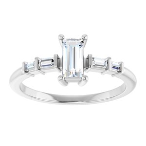 14K X1 White Gold 6x3 mm Straight Baguette Ring Mounting – image 5