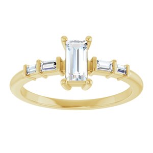 10K Yellow Gold 6x3 mm Straight Baguette Ring Mounting – image 5