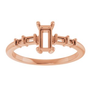 18K Rose Gold 6x3 mm Straight Baguette Ring Mounting – image 6