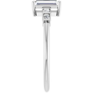 10K White Gold 6x3 mm Straight Baguette Ring Mounting – image 7