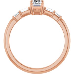18K Rose Gold 6x3 mm Straight Baguette Ring Mounting – image 3