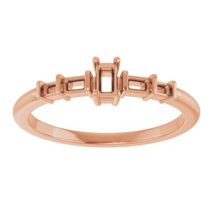 14K Rose Gold 3.25x1.75 mm Straight Baguette Ring Mounting – image 6