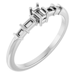 Sterling Silver 3.25x1.75 mm Straight Baguette Ring Mounting – image 2