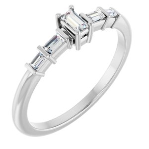 14K X1 White Gold 3.25x1.75 mm Straight Baguette Ring Mounting