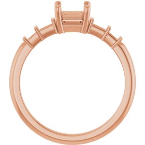 18K Rose Gold 5x5 mm Asscher Ring Mounting – image 4