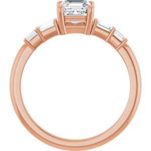 10K Rose Gold 5x5 mm Asscher Ring Mounting – image 3