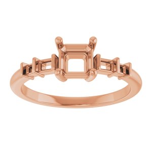 10K Rose Gold 5x5 mm Asscher Ring Mounting – image 6