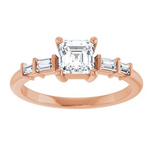 18K Rose Gold 5x5 mm Asscher Ring Mounting – image 5