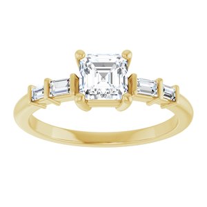 18K Yellow Gold 5x5 mm Asscher Ring Mounting – image 5