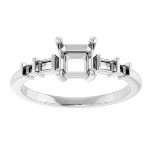 10K White Gold 5x5 mm Asscher Ring Mounting – image 6