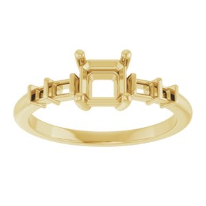 18K Yellow Gold 5x5 mm Asscher Ring Mounting – image 6