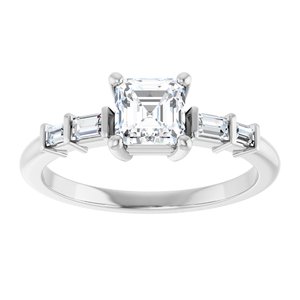 18K White Gold 5x5 mm Asscher Ring Mounting – image 5