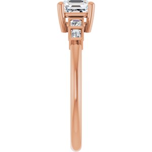 10K Rose Gold 5x5 mm Asscher Ring Mounting – image 7