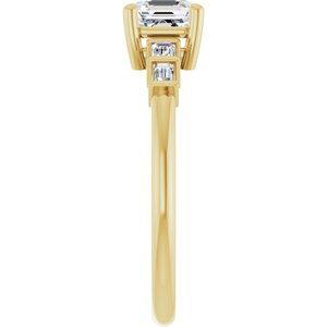 10K Yellow Gold 5x5 mm Asscher Ring Mounting – image 7