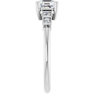 10K White Gold 5x5 mm Asscher Ring Mounting – image 7