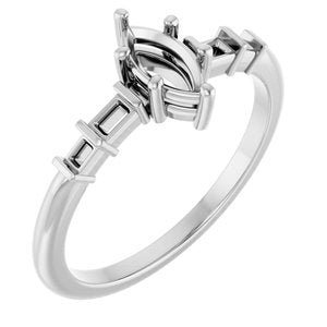 10K White Gold 7x3.5 mm Marquise Ring Mounting – image 2