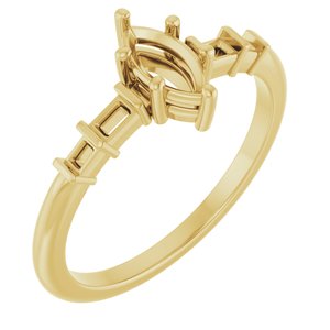 14K Yellow Gold 7x3.5 mm Marquise Ring Mounting – image 2