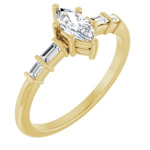 14K Yellow Gold 7x3.5 mm Marquise Ring Mounting