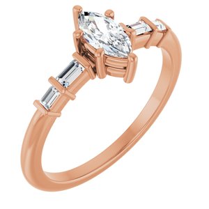 14K Rose Gold 7x3.5 mm Marquise Ring Mounting