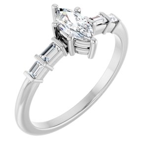 18K White Gold 7x3.5 mm Marquise Ring Mounting