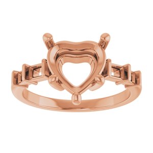 10K Rose Gold 9x9 mm Heart Ring Mounting – image 6