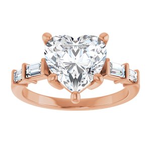 10K Rose Gold 9x9 mm Heart Ring Mounting – image 5
