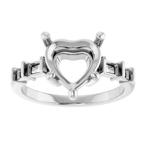 14K X1 White Gold 9x9 mm Heart Ring Mounting – image 6