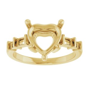 18K Yellow Gold 9x9 mm Heart Ring Mounting – image 6