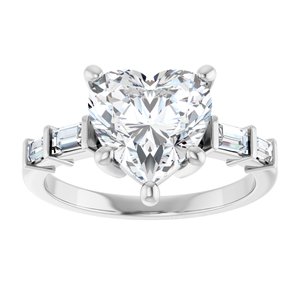 14K White Gold 9x9 mm Heart Ring Mounting – image 5