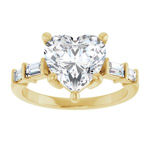 18K Yellow Gold 9x9 mm Heart Ring Mounting – image 5