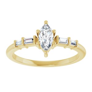 18K Yellow Gold 7x3.5 mm Marquise Ring Mounting – image 5