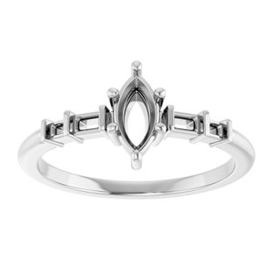 18K White Gold 7x3.5 mm Marquise Ring Mounting – image 6