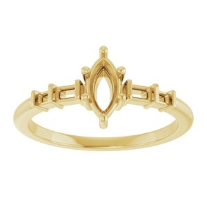 18K Yellow Gold 7x3.5 mm Marquise Ring Mounting – image 6