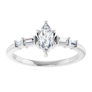 14K White Gold 7x3.5 mm Marquise Ring Mounting – image 5