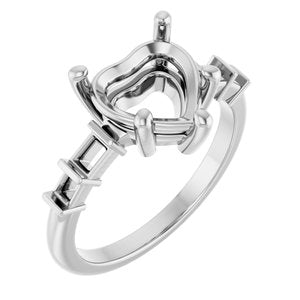 Continuum Sterling Silver 9x9 mm Heart Ring Mounting – image 2