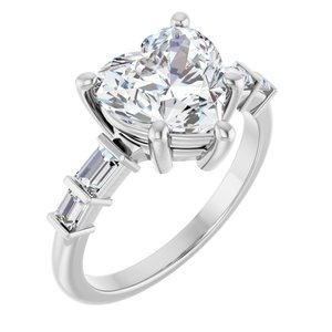 10K White Gold 9x9 mm Heart Ring Mounting