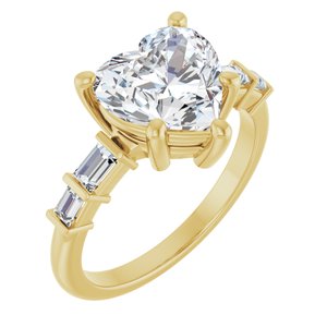 14K Yellow Gold 9x9 mm Heart Ring Mounting