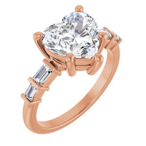 10K Rose Gold 9x9 mm Heart Ring Mounting