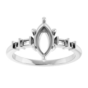 10K White Gold 9.5x5 mm Marquise Ring Mounting – image 6