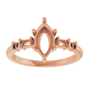 18K Rose Gold 9.5x5 mm Marquise Ring Mounting – image 6