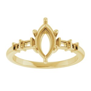 18K Yellow Gold 9.5x5 mm Marquise Ring Mounting – image 6