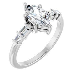 10K White Gold 9.5x5 mm Marquise Ring Mounting